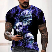 Men's Casual T-Shirt, Gothic Skull Heart Hands Graphic Black Short Sleeve Crew Neck Tee Cool Streetwear Halloween Fashion Top