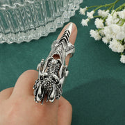 Gothic Punk Ring Rock Scroll Joint Armor Knuckle Metal Full Finger Claw Rings Halloween Unisex Adjustable Ring Vintage Jewelry