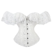 Gothic Women Off Shoulder Corset with Lace Sleeves Elegant Victorian Showgirl Party Costume Sexy Plus Size Corsets