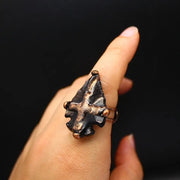 Gothic Natural Crystal Rings Boho Hypoallergenic Adjustable Rings Unique Design Alloy Raw Stone Rings Alternative Fashion