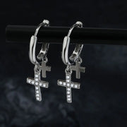Gothic Cross Pearl Dangle Earrings for Women Elegant Tassels Sparkling Zircon Rhinestone Romantic Ear Accessorie Fashion Jewelry