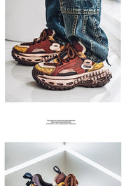 Gothic Style Trend Men Chunky Sneakers Street Fashion Men's Sports Shoes Comfortable Low Cut Casual Sneakers Male Heighten Shoes