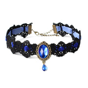 Gothic Black Lace Necklace Collar Choker Velvet Crystal Vintage Gothic Chain Pendant Woven Necklace Collarbone Chain
