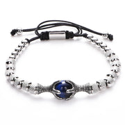 Gothic Men Eagle Claw Tiger Eye Natural Stone Bracelet for Men Stainless Steel Dragon Claw Beaded Bracelets Jewelry Gift