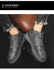 Men's boots autumn and winter new warm plush outdoor casual boots work boots fashion versatile soft soled comfort leather boots