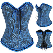 Gothic Corsets Lace Up Corset Top Y2K Jacquard Design Bustier Corset Boned Structure Floral Lace Waist Trainer Cincher Women