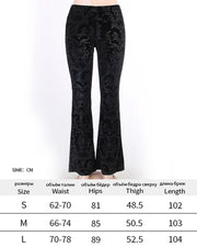 Gothic Dark Fashion Flared Pants Women's Sexy Suede Embossed Long Pant Spicy Girl Trousers