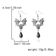 Gothic Bat Earrings Black Red Crystal Fringe Drop Pendant Dark Halloween Dangle Jewelry For Women Men Party Accessories Gifts