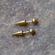 2Pcs Stainless Steel Gothic Punk Black Piercing Earrings Women Men Popular Spike Tip Cone Personality Studs Earring Body Jewelry