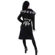 Gothic Punk Moon Printed Fashioanble Hooded Black Cardigan Thin Causal Soft Irregural Coat Cosplay Costumes