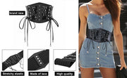 Women Corset Waist Belt Lace-up Cinch Belt Tied Corset Elastic Wide Waist Dress Belt Gothic Costume