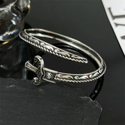 Cross-border new retro gothic K initial personalized sword bracelet; fashionable engraved diamond open bangle.