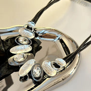 Punk Rhinestone Gothic Necklace Charm Beads Exaggerate Necklace Collarbone Chain Accessories Clavicle Chain Choker Gifts