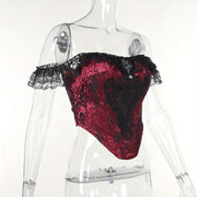 New Autumn Gothic Style Composite Lace Corset Top - Women's Spliced Design Blouse for Office, Dating & Street Wear