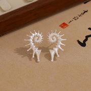 Gothic Personality Stereo Conch Ancient Silver Stainless Steel Stud Earrings for Men Women Hallowmas Punk Jewelry Accessory Gift