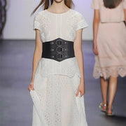 Fashionable Gothic Corset Belt Triple Buckle with Black Rivet Studs Elastic Waspie Waistband for Punk Women Perfect for Coats