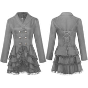 Medieval Gothic Women's Double-Breasted Black Coat