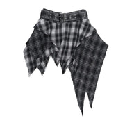 Women's Gothic Dark Irregular Skirt - Stylish Plaid Skirt for Bohemian & Edgy Outfits