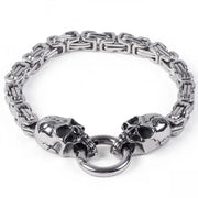 Gothic Style Silver Color Skull Chain Bracelet for Men Rock Party Jewelry Biker Bracelet Gift