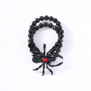 Gothic Dark Spider Necklace Bracelet Ring for Women Exaggerated Black Crystal Spider Halloween Accessories Jewelry Party Gifts