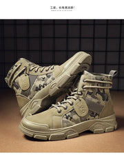 Camouflage Men's Boots Trendy Casual Workwear Shoes Medium Top Boots Retro Hiking Trekking Climbing Desert Boots Motocross Boots