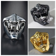 Gothic Teeth Vampire Ring For Men Women Retro Creative Hiphop Half Face Skull Mask Rings Punk Party Jewelry