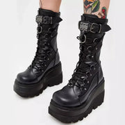 Women High Boots Cosplay Mid-calf Boots High Platform Wedges Boots 2024 Summer Autumn New Designer Gothic Shoes for Women Botas