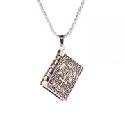 Gothic Style Religious Bible Men’s Necklace Alloy Steel Vintage Flipped Bible Pendant Necklace Gifts For Friend