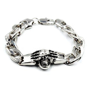 Gothic Style Silver Color Skull Chain Bracelet for Men Rock Party Jewelry Biker Bracelet Gift
