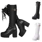 High Knee Boots For Women Heel Foreign Trade Chunky Heeled Thigh High Leather Boots Knee High Snow Boots