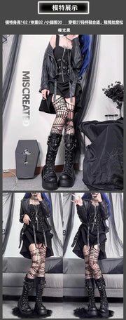 Motorcycle Boots Platform Boots For Women Wedges Knee High Black Lace Up Fashion Goth Gothic Boots Punk Shoes Girls Winter 2023