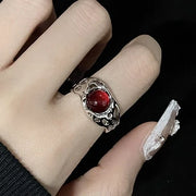 Gothic Red Rose Adjustable Hollow Rings for Women Witch Pagan Vintage Creative Halloween Cool Girl Gift Jewelry