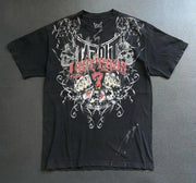 2000s Gothic T shirt Suffering Skeleton Print Top Y2K Angel Hip Hop Harajuku Street Plus Size Loose T shirt Fashion Clothing