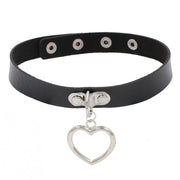 Harajuku Punk Rock Gothic Choker Necklace Women Sexy PU Leather Heart Lock Key Spike Collar Chocker Gothic Cosplay Accessories