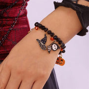 Gothic Pumpkin Pendant Bracelets Zinc Alloy Crystal Halloween Hand Chain Resin Elastic Crystal Beaded Bracelet Accessories