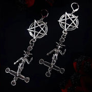 Goth Punk Style Inverted Pentagram Baphomet Satan Earrings Religion Dark Art Fairy Goth Lovers Best Accessories