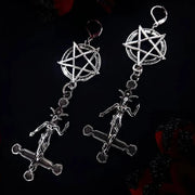 Goth Punk Style Inverted Pentagram Baphomet Satan Earrings Religion Dark Art Fairy Goth Lovers Best Accessories
