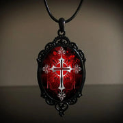 Gothic Horror Cameo Necklace Women Man Witch Jewelry Accessories Bat Castle Crow Black Cat Pumpkin Charm Rope Chain Choker Trend