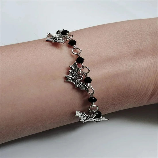 Gothic Bat Charm Bracelet - Goth Jewelry Unisex