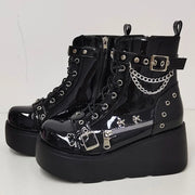 New Gothic Style Platform Vampire Cosplay Women Mid-calf Boots 2024 Winter Wedges Comfy Women Motorcycle Boots Shoes