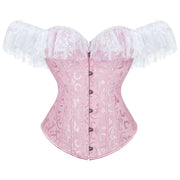 Gothic Women Off Shoulder Corset with Lace Sleeves Elegant Victorian Showgirl Party Costume Sexy Plus Size Corsets