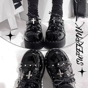 Gothic Punk Thi Heel oes Women's Spring 2025 New Sle Sweet Cool Spicy Platform Slip-On Faionable Casual Loers
