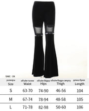 Gothic Dark Fashion Flared Pants Women's Sexy Suede Embossed Long Pant Spicy Girl Trousers