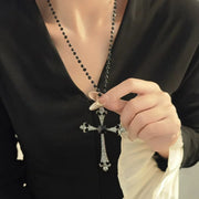 Gothic Cross Necklace for Women Men Vintage Zinc Alloy Jewelry Fashion Unisex Gothic Style Chain Pendant Party Gift Black Silver