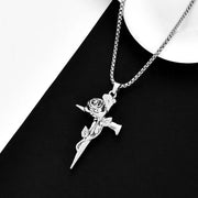 Gothic punk rose men's necklace fashionable hip-hop retro cross pendant popular jewelry decoration gift