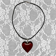 Gothic Wine Red Glass Crystal Big Heart Necklace Y2K Grunge Punk Puffy Heart Cord Rope Chain Pendant Necklace Women Girls Gift