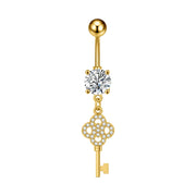 Elegant Dangled Belly Piercing Jewelry Fashion Dragonfly Owl Butterfly Shaped Curved Navel Rings Stainless Keys CZs Belly Ring