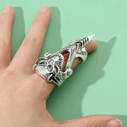 Gothic Punk Ring Rock Scroll Joint Armor Knuckle Metal Full Finger Claw Rings Halloween Unisex Adjustable Ring Vintage Jewelry