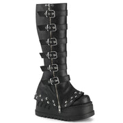 2025 Black Punk Willow Spike Combination Thigh Boot Booster Platform Side Zip Leg Cover Boot