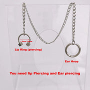 1Lot Goth Fake Lip Piercing Chain Ear Piercing Anime Cosplay Prop Jewelry Stainless Steel Ear Hoop Clip No Pierced Punk Harajuku